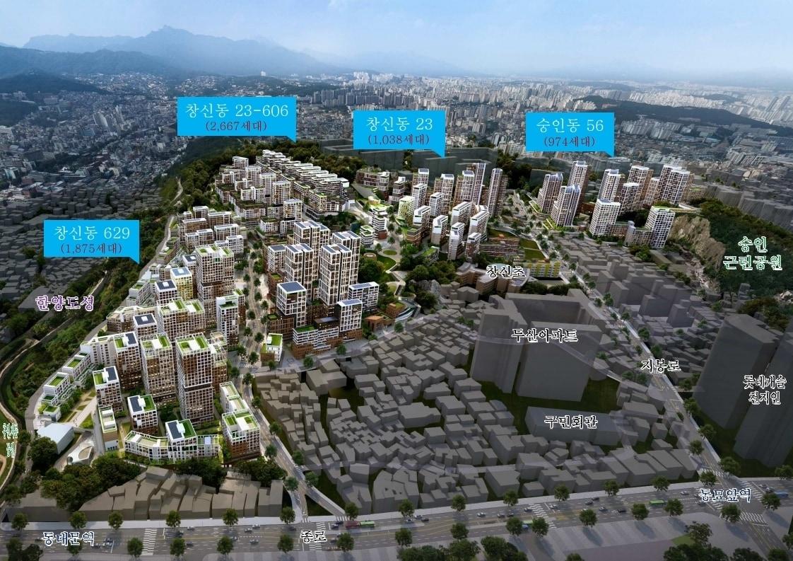 본문 이미지 - 창신·숭인 4개 구역 조감도(종로구 제공)