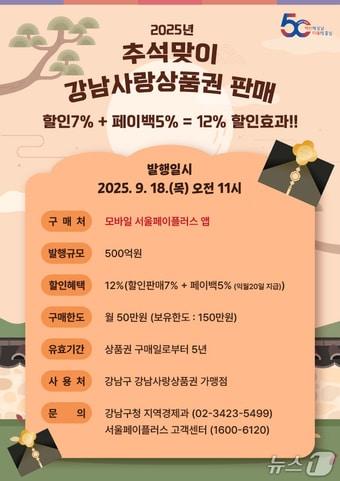 본문 이미지 - 2025 추석맞이 강남사랑상품권 발행 홍보 포스터(강남구청 제공)