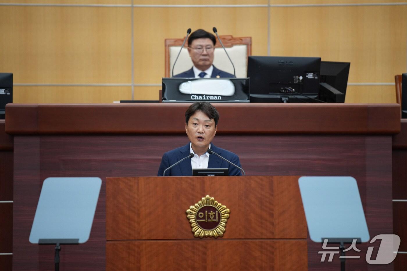 17일 김대중 전북도의원이 임시회에서 5분 발언을 하고 있다.(의회제공. 재판매 및 DB금지)2025.9.17/뉴스1