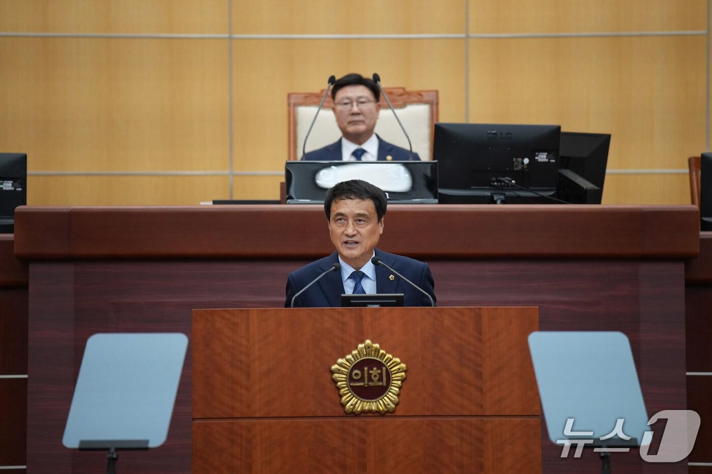 17일 김희수 전북도의원이 임시회에서 5분 발언을 하고 있다.(의회제공. 재판매 및 DB금지)2025.9.17/뉴스1