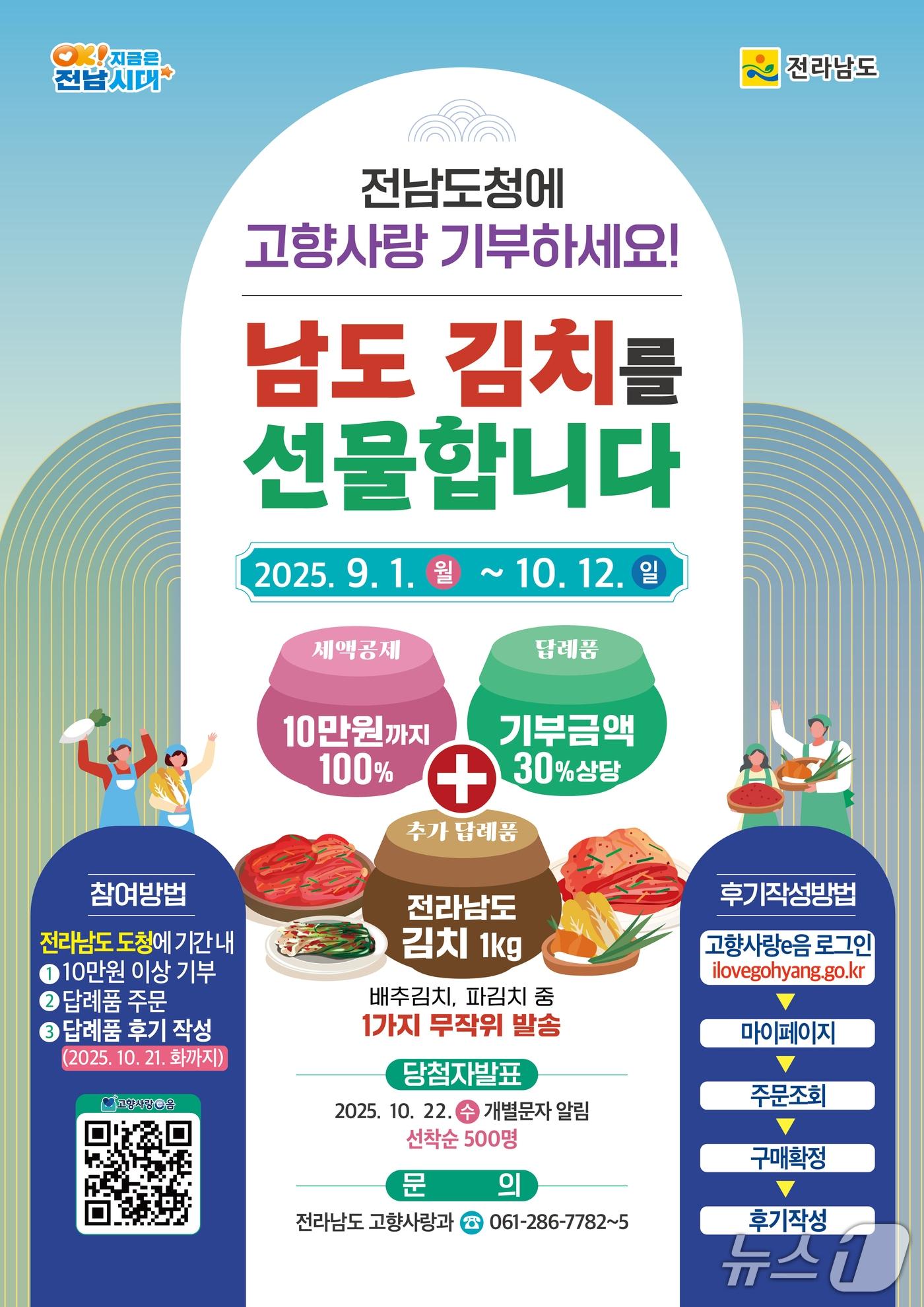 본문 이미지 - 고향사랑기부제 김치 추가 답례품 제공 이벤트.&#40;전남도 제공. 재판매 및 DB금지&#41; 2025.9.17/뉴스1