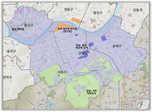본문 이미지 -  서울시 토지거래허가구역 재지정 현황 &#40;서울시 제공&#41; 뉴스1 ⓒ News1