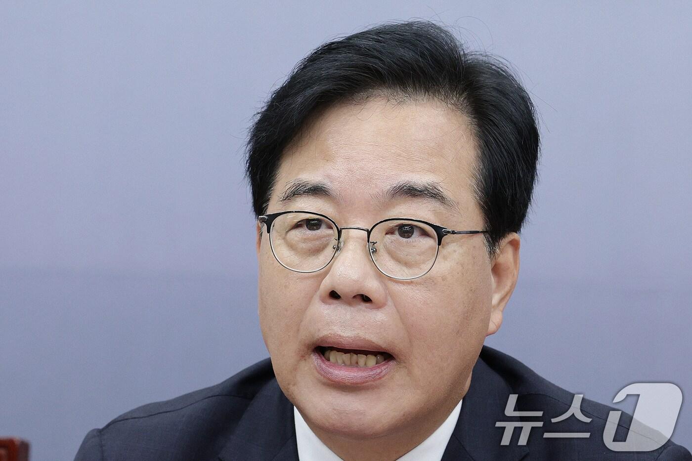 송언석 국민의힘 원내대표가 18일 오전 서울 여의도 국회에서 열린 최고위원회의에서 발언하고 있다. 2025.9.18/뉴스1 ⓒ News1 신웅수 기자