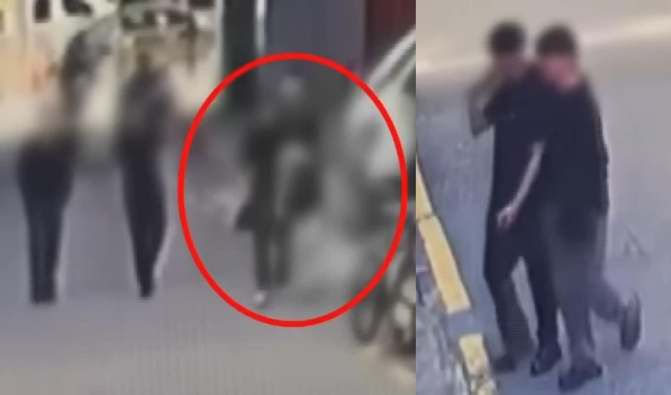 본문 이미지 - 술에 취한 여성의 손을 잡고 가는 남성과 옆에서 나란히 걷는 공범 추정 남성들. (채널A 갈무리)