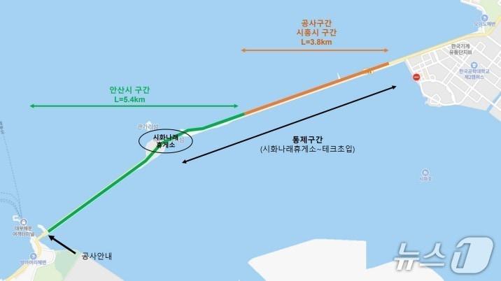 본문 이미지 - 시화호 방조제 자전거도로 정비공사 구간.(시흥시 제공)
