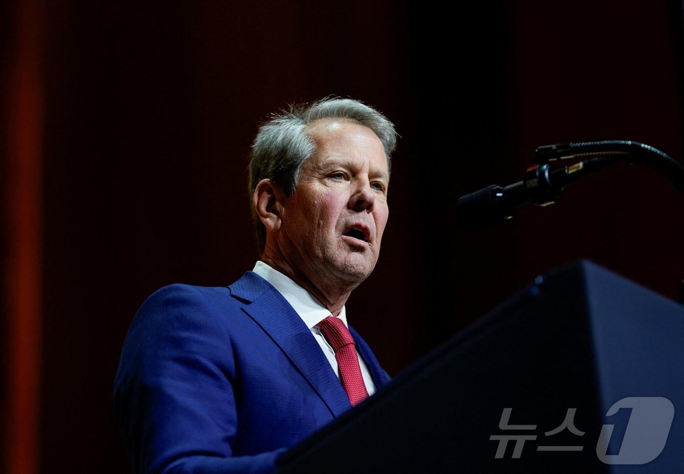 브라이언 켐프 조지아 주지사가 2월 20일(현지시간) 미국 워싱턴DC 국립건축박물관에서 열린 공화당 주지사협회 만찬에서 연설하고 있다. 2025.02.20. ⓒ 로이터=뉴스1 ⓒ News1 윤다정 기자