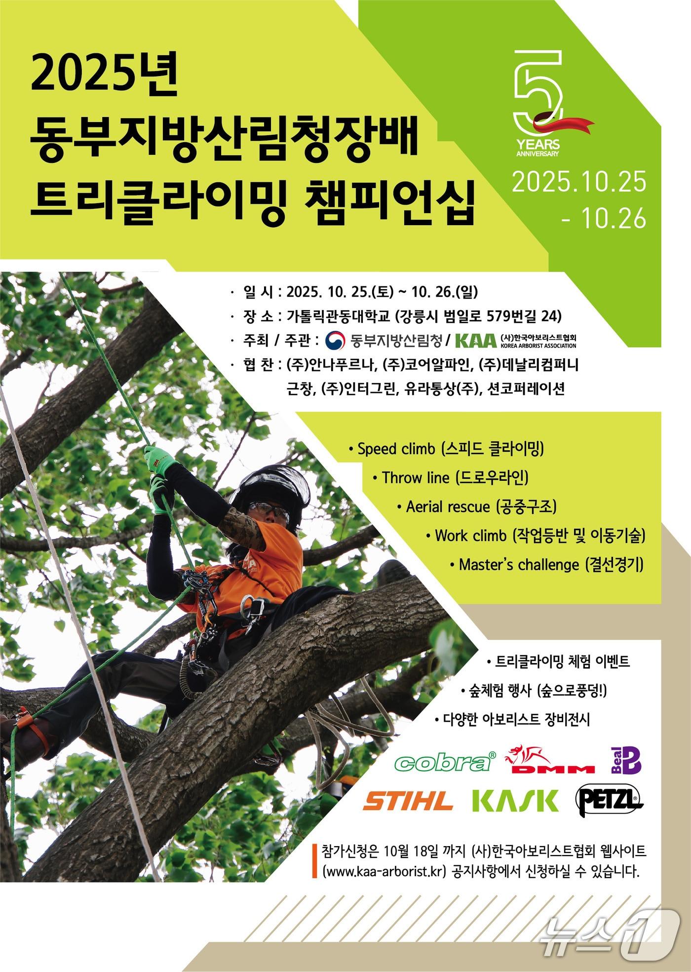 본문 이미지 - 2025년 동부지방산림청장배 트리클라이밍 챔피언십 홍보물.(동부산림청 제공, 재판매 및 DB 금지) 2025.9.22/뉴스1