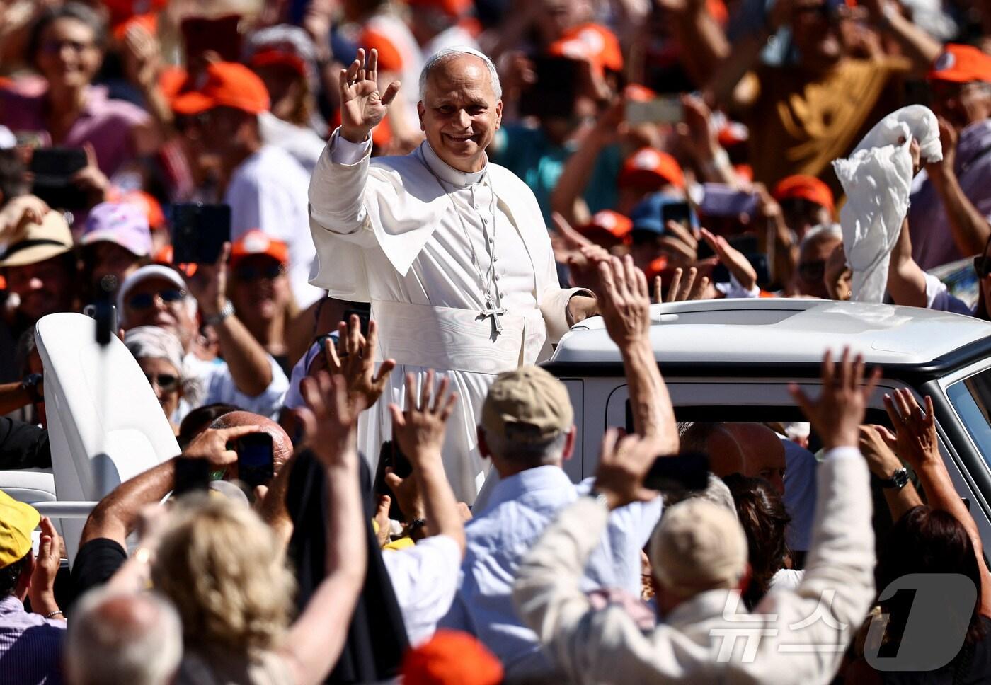교황 레오 14세의 주간 일반 알현 모습. 2025.09.20 ⓒ 로이터=뉴스1 ⓒ News1 이지예 객원기자