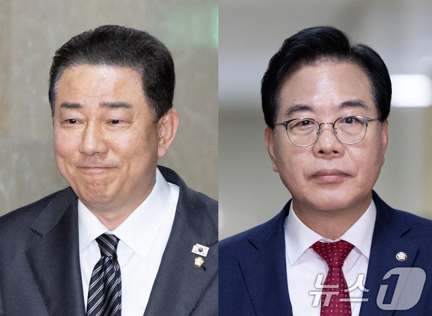 본문 이미지 - 김병기 더불어민주당 원내대표와 송언석 국민의힘 원내대표가 23일 양당 원내지도부 회동을 위해 서울 여의도 국회 운영위원장실로 각각 들어서고 있다. 2025.9.23/뉴스1 ⓒ News1 이승배 기자