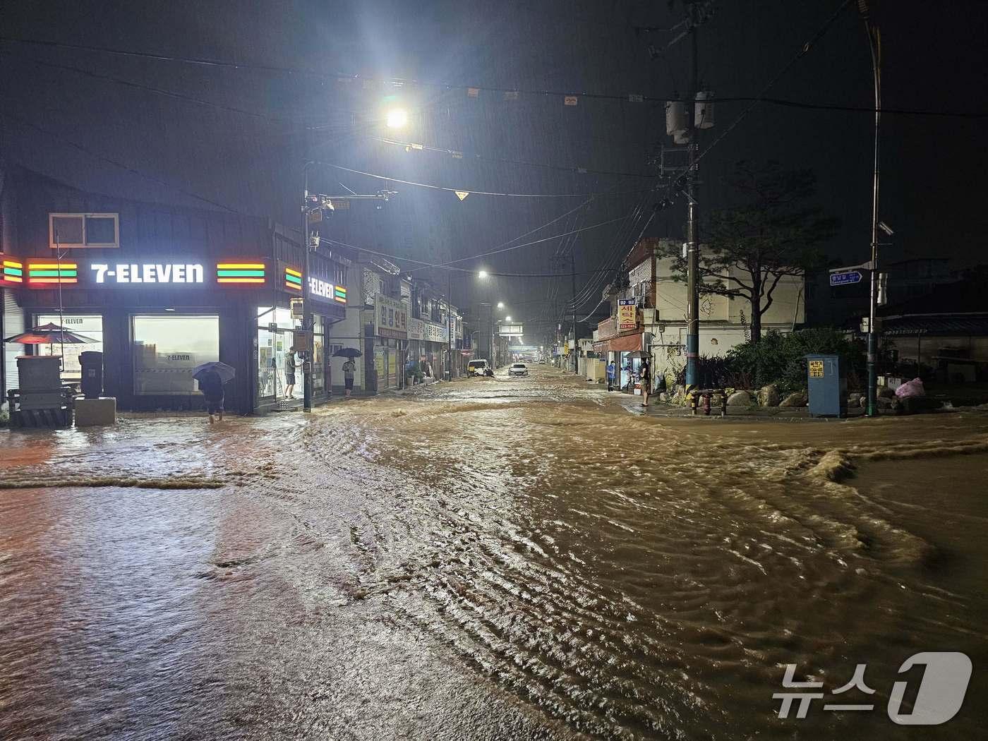 본문 이미지 - 집중호우가 내린 지난 8월 함평군내 도심이 침수된 모습.&#40;전남도 제공. 재판매 및 DB 금지&#41;