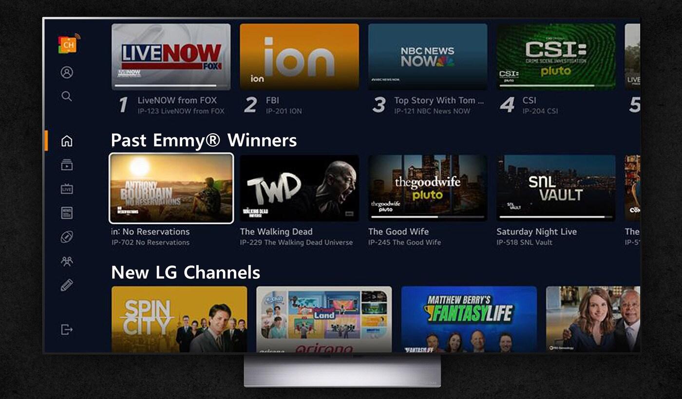 역대 에미상 수상작에 편리하게 접근할 수 있는 전용 배너가 추가된 LG채널 메인 화면(LG전자 제공). ⓒ 뉴스1