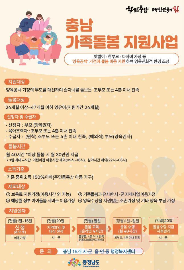 본문 이미지 - '충남형 가족 돌봄 지원사업' 포스터.(충남도 제공. 재판매 및 DB금지)/뉴스1