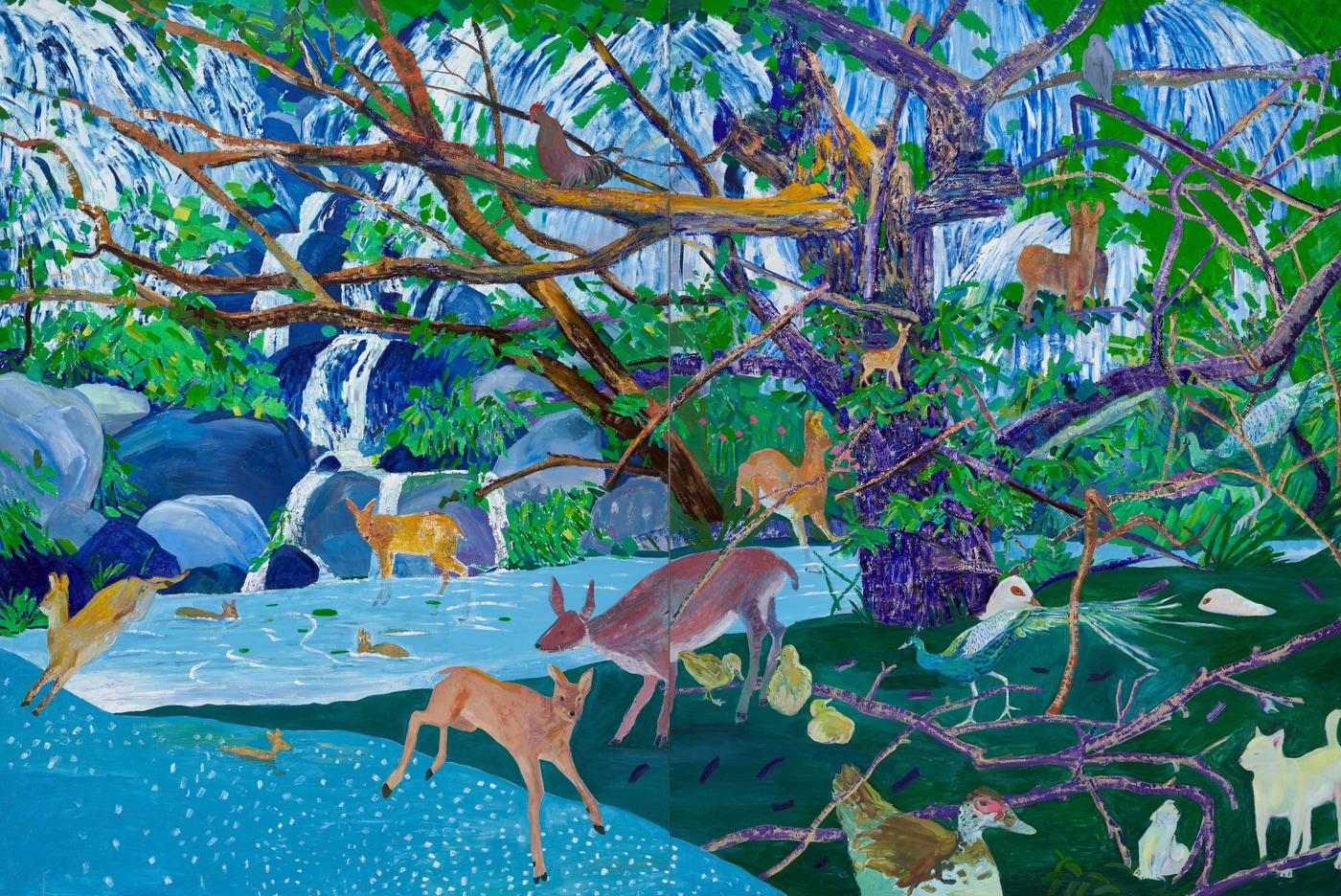 김은정_고래 나무 물사슴, 2025, Oil on canvas, 259.1x387.8cm &#40;학고재 제공&#41;