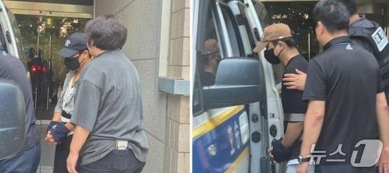 본문 이미지 - 살인미수 등의 혐의를 받는 A 씨(왼쪽)와 B 씨가 영장실질심사를 받고 나오고 있다.2025.8.25/뉴스1