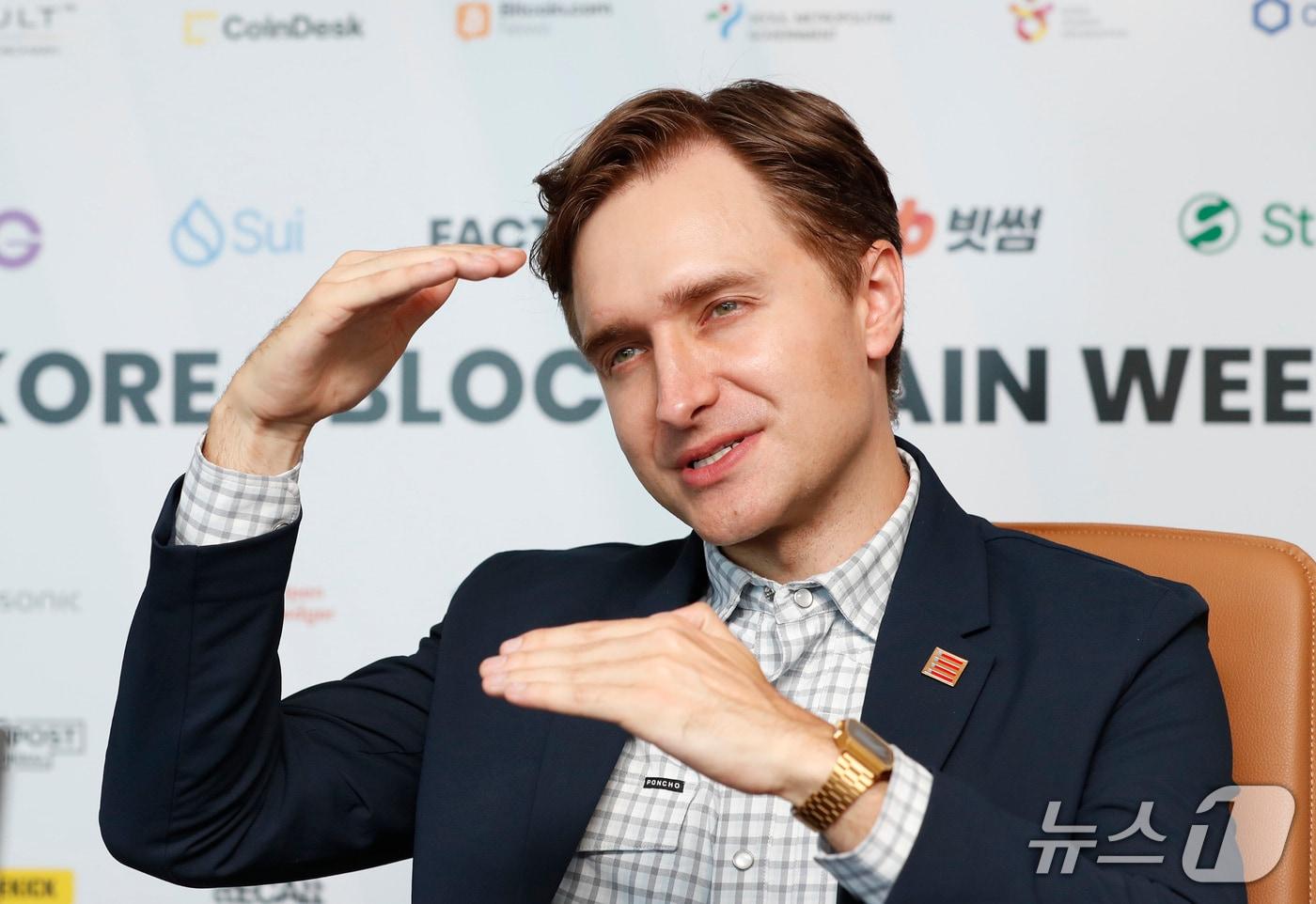 매트 프루삭&#40;Matt Prusak&#41; 아메리칸비트코인 사장이 24일 뉴스1과 인터뷰하고 있다.