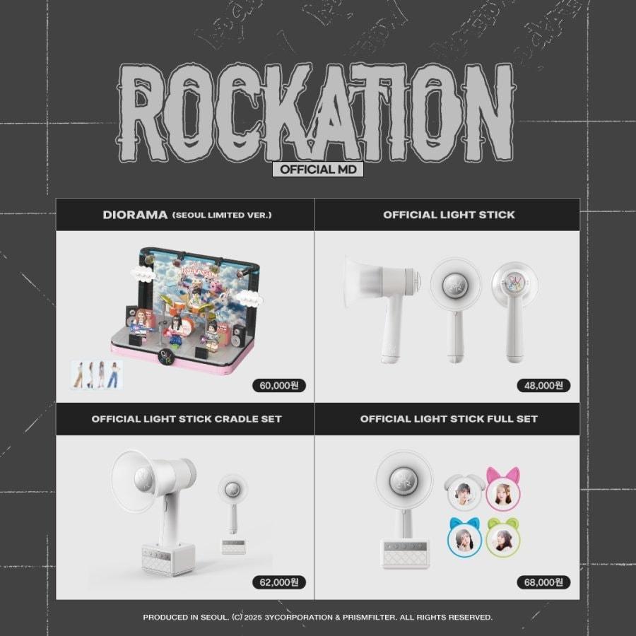 본문 이미지 - QWER 응원봉을 비롯한 굿즈. 확성기 모양의 응원봉이 유사성 논란에 휩싸였다/QWER SNS