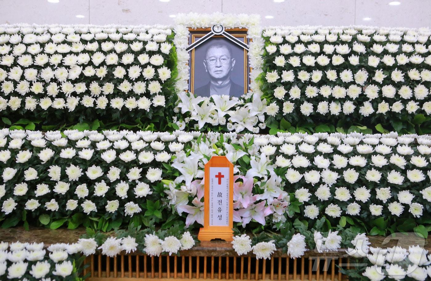 26일 서울 송파구 서울아산병원 장례식장에 개그맨 전유성의 빈소가 마련돼 있다. 2025.9.26/뉴스1 ⓒ News1 사진공동취재단