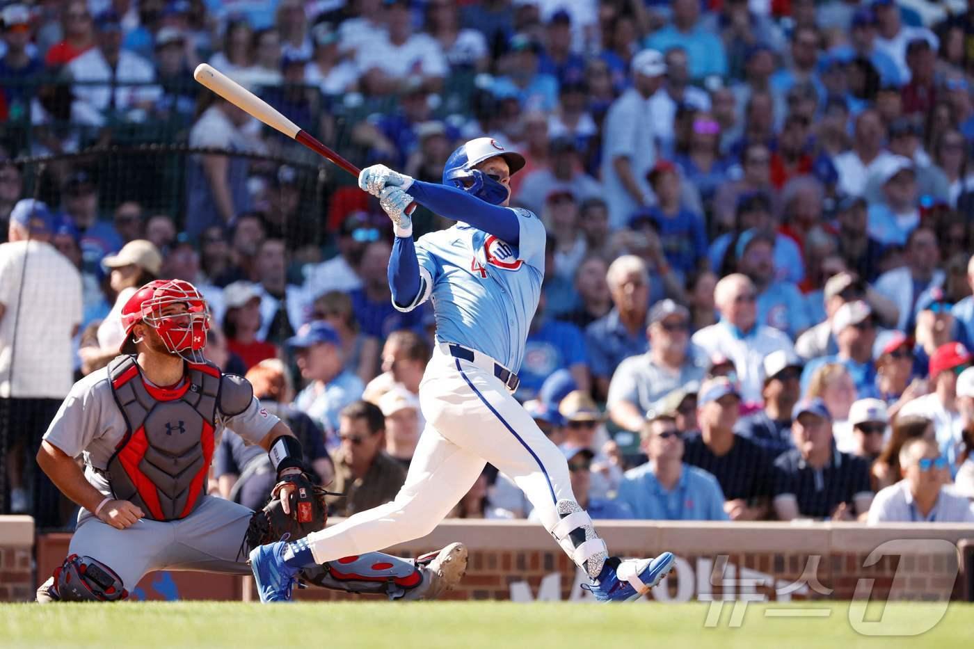 올 시즌 30-30을 달성한 컵스 피트 크로-암스트롱. ⓒ AFP=뉴스1