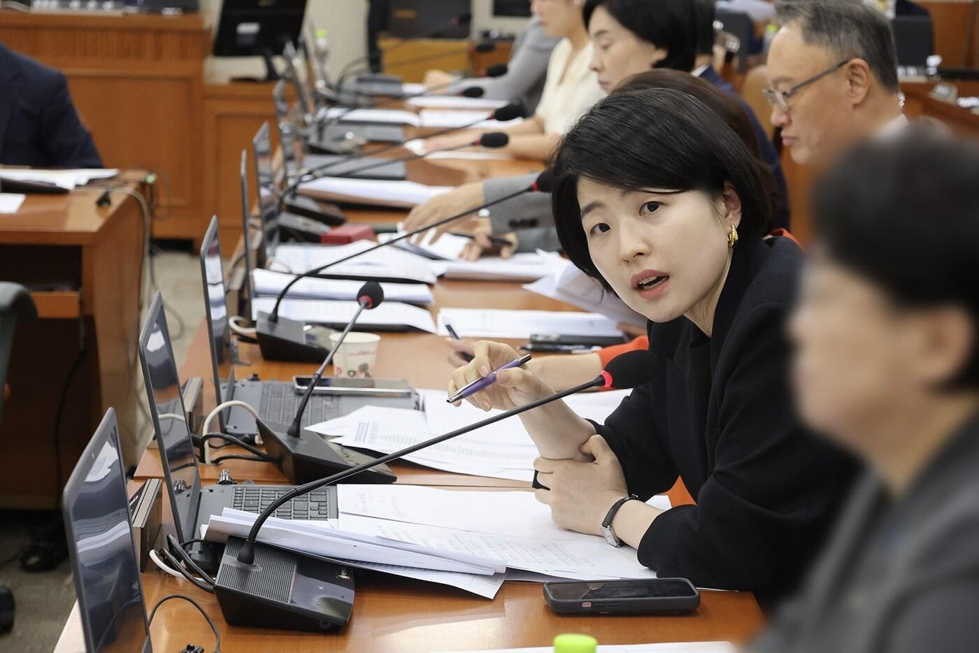 한지아 국민의힘 의원이 국회에서 발언을 하고 있다.&#40;한지아 의원실 제공&#41;/뉴스1