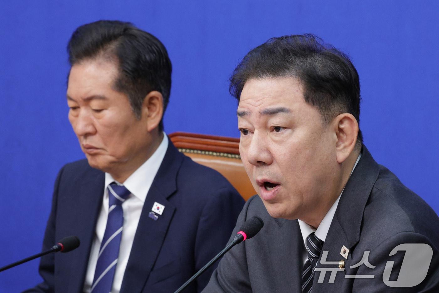 김병기 더불어민주당 원내대표가 29일 서울 여의도 국회에서 열린 민주당 최고위원회의에서 발언하고 있다. 2025.9.29/뉴스1 ⓒ News1 신웅수 기자