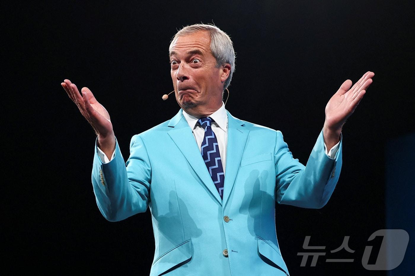 영국개혁당 전당대회의 나이절 패라지 대표. 2025.09.06 ⓒ 로이터=뉴스1 ⓒ News1 이지예 객원기자