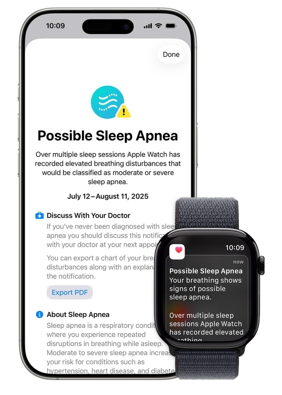 본문 이미지 - 애플워치의 수면무호흡 모니터링 기능(애플 제공. 재판매 및 DB금지)/뉴스1