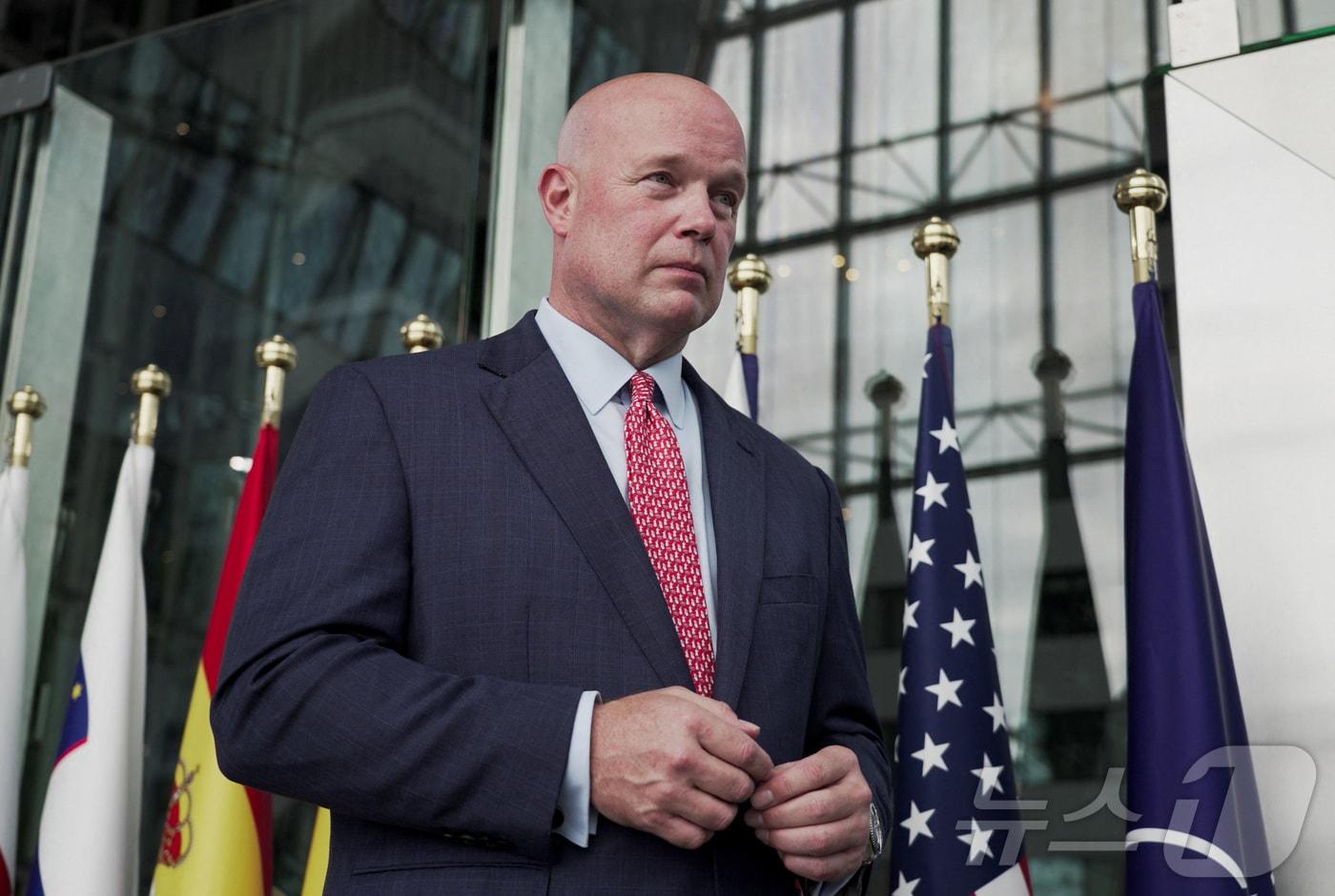 매슈 휘태커 북대서양조약기구&#40;NATO·나토&#41; 주재 미국 대사가 8월 4일&#40;현지시간&#41; 벨기에 브뤼셀 나토 본부에서 로이터와 인터뷰하고 있다. 2025.08.04. ⓒ 로이터=뉴스1 ⓒ News1 윤다정 기자
