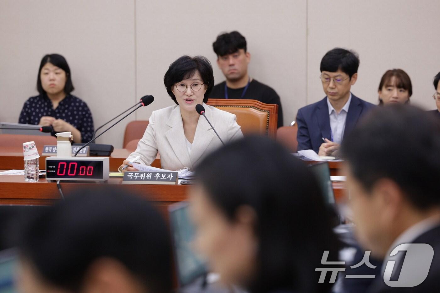 원민경 여성가족부 장관 후보자가 3일 오전 서울 여의도 국회 여성가족위원회에서 열린 인사청문회에서 발언하고 있다. 2025.9.3/뉴스1 ⓒ News1 신웅수 기자