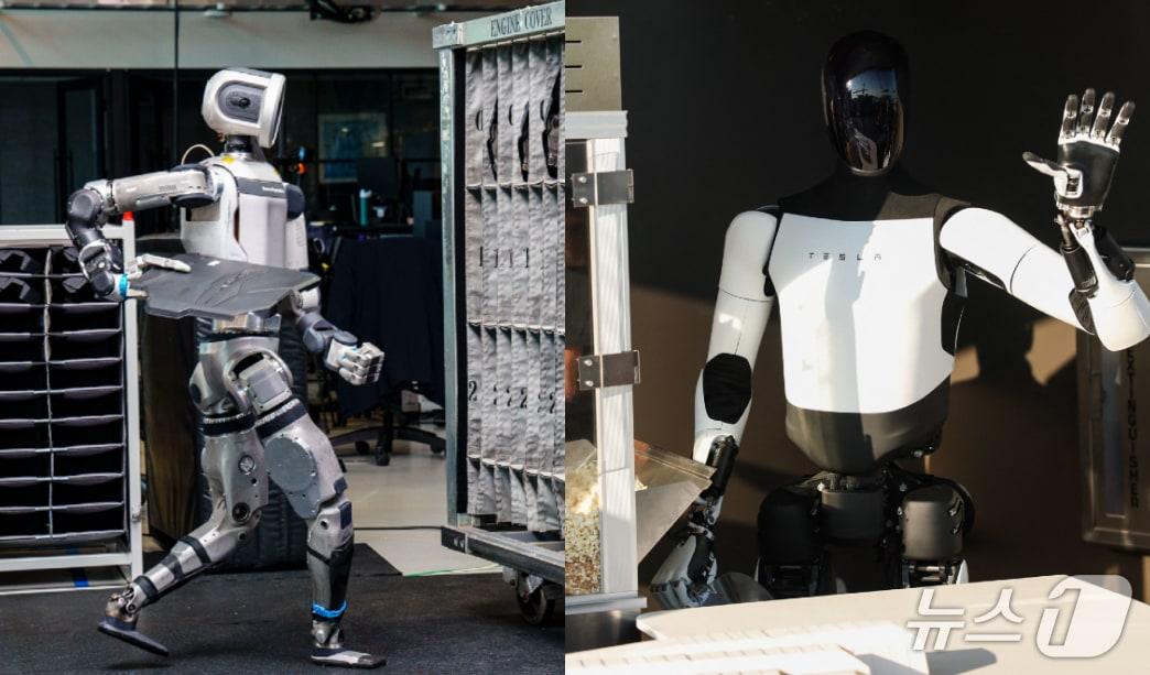 본문 이미지 - 보스턴다이내믹스 아틀라스&#40;왼쪽&#41;과 테슬라 옵티머스. 