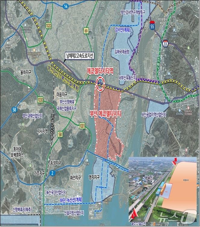 본문 이미지 - 부전~마산 복선전철 에코델타시티 역사 신설 위치도.(부산시 제공. 재판매 및 DB금지)