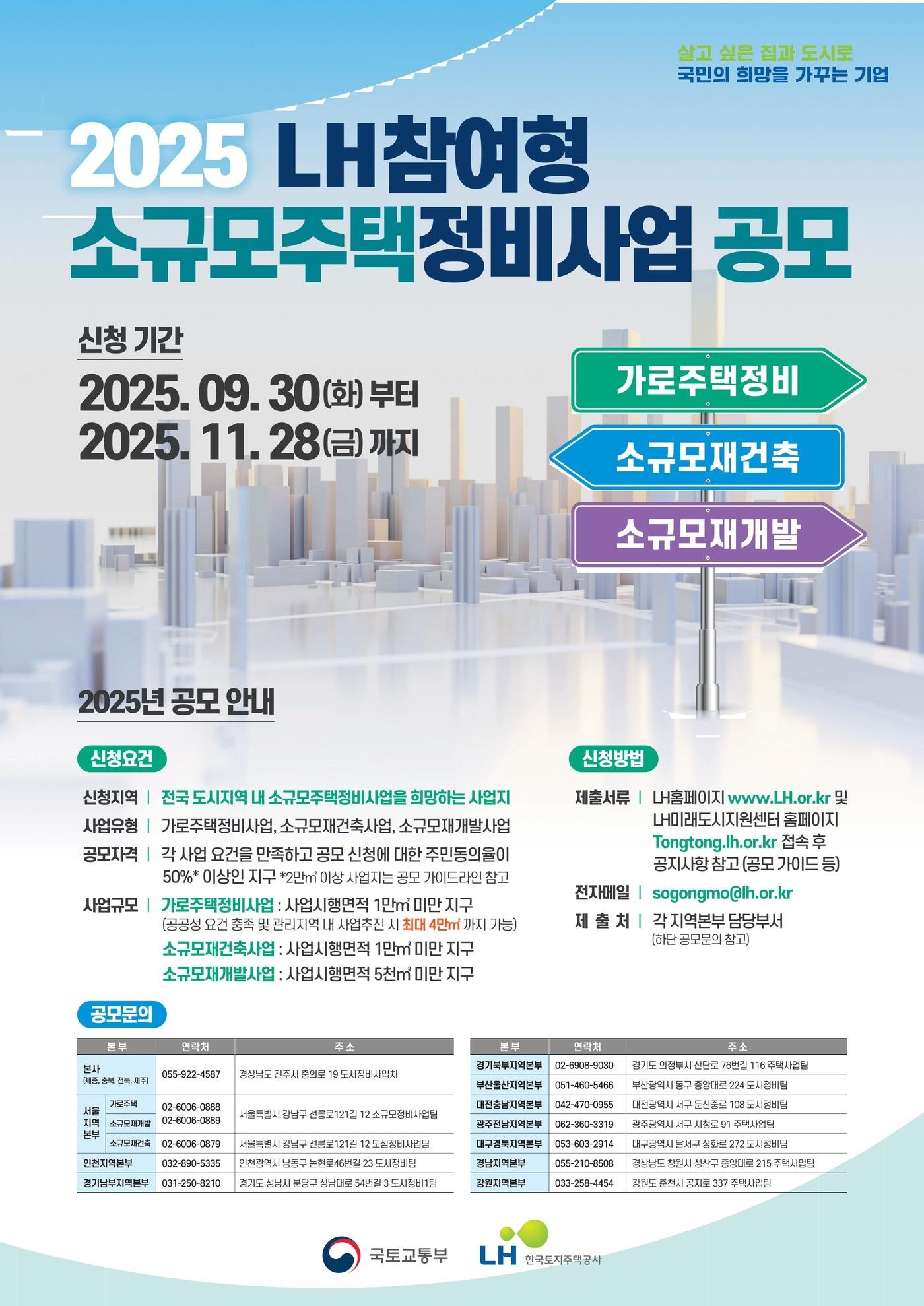 본문 이미지 - 소규모주택 정비사업 공모 포스터.(LH 제공)