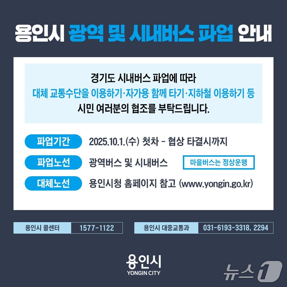 본문 이미지 - 용역시 광역·시내버스 파업 안내 포스터.&#40;용인시 제공&#41;