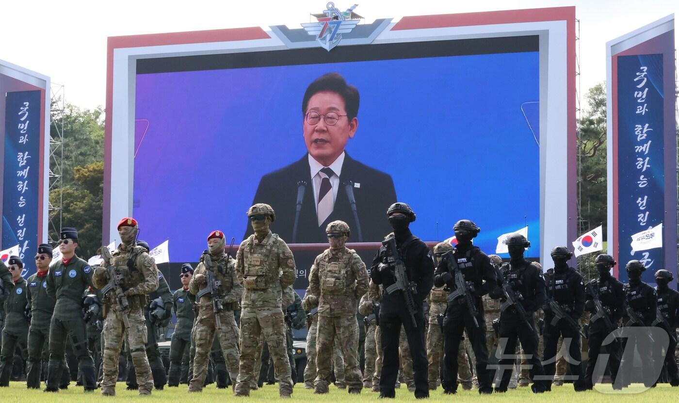 지난달 29일 충남 계룡대 연병장에서 열린 제77주년 국군의날 기념식 미디어데이 행사 모습. 2025.10.1/뉴스1 ⓒ News1 김기태 기자