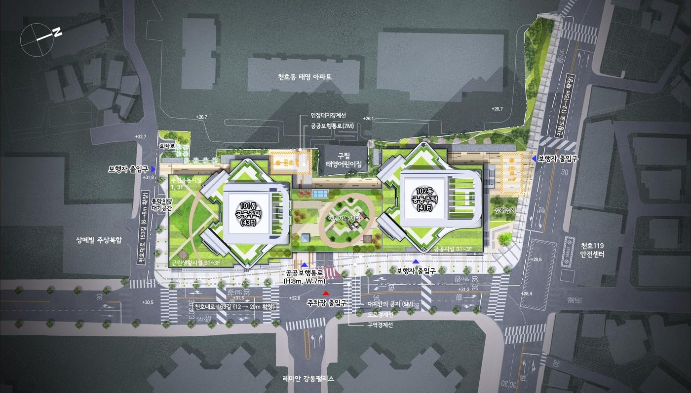 본문 이미지 -  천호8구역  배치도(서울시 제공) 뉴스1 ⓒ News1