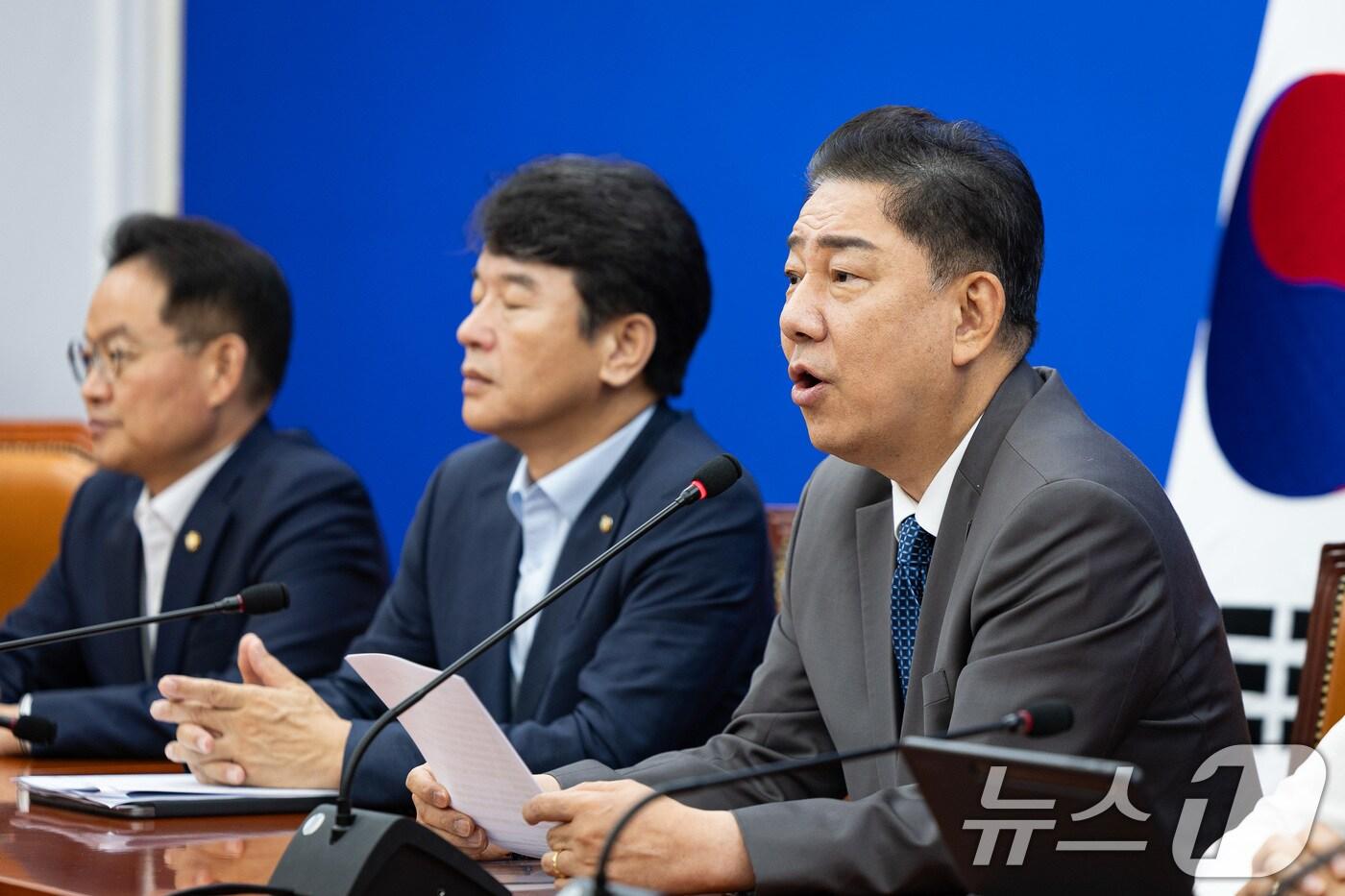 김병기 더불어민주당 원내대표가 4일 서울 여의도 국회에서 열린 정책조정회의에서 모두 발언을 하고 있다. 2025.9.4/뉴스1 ⓒ News1 유승관 기자