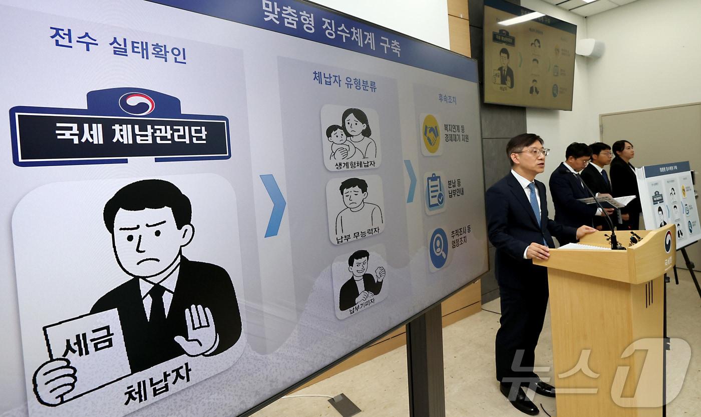 안덕수 국세청 징세법무국장이 지난 9월 4일 세종시 정부세종청사에서 모든 체납자 실태 확인을 위한 &#39;국세 체납관리단&#39; 추진 내용을 발표하고 있다. 2025.9.4/뉴스1 ⓒ News1 김기남 기자