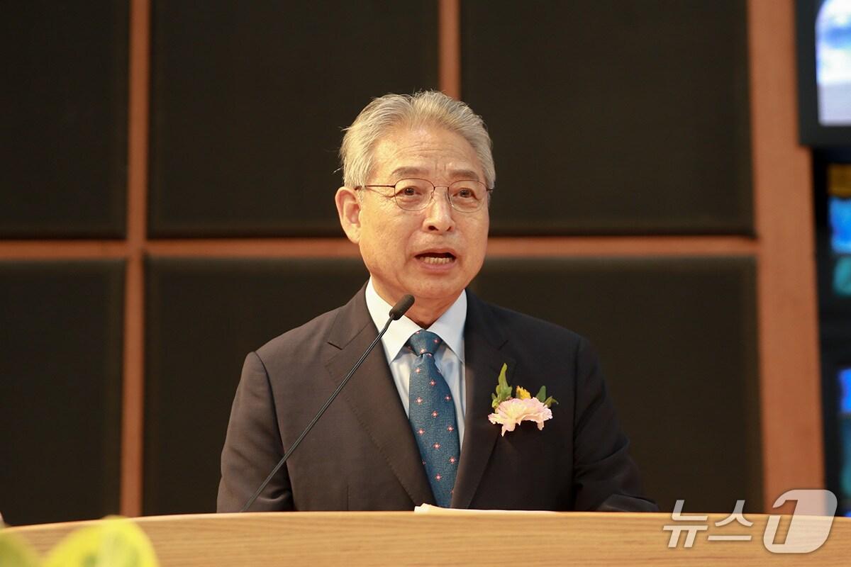 본문 이미지 - 학교법인 감리교학원 이사장 이·취임식에서 이철 신임 이사장이 취임사를 하고 있다. (목원대 제공.재판매 및 DB금지)/뉴스1