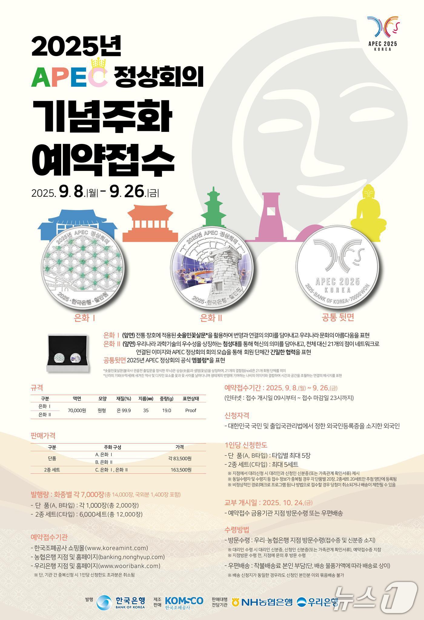 본문 이미지 - 2025년 APEC 정상회의 기념주화 예약 접수 관련 포스터. (한국조폐공사 제공)