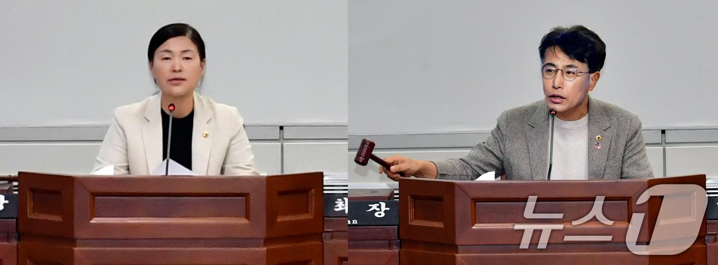 광주여성가족재단 대표 인사특위 최지현 위원장&#40;왼쪽&#41;과 광주테크노파크 원장 인사특위 박필순 위원장.&#40;광주시의회 제공. 재판매 및 DB 금지&#41; 