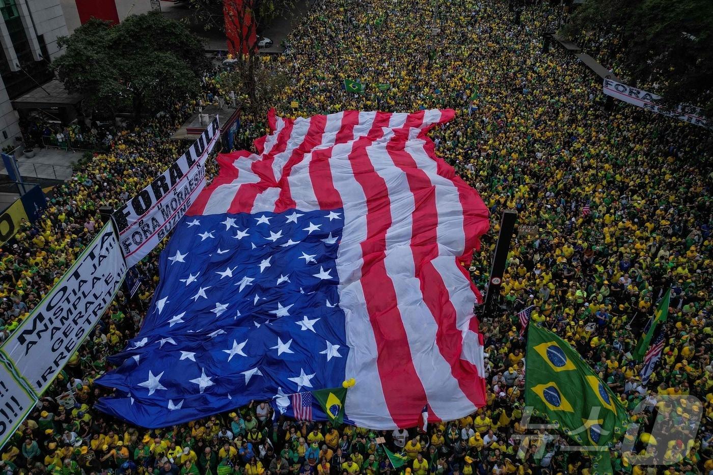 7일&#40;현지시간&#41; 브라질 상파울루에서 열린 자이르 보우소나루 전 브라질 대통령에 대한 지지 시위. 2025. 09. 07. ⓒ AFP=뉴스1 ⓒ News1 양은하 기자