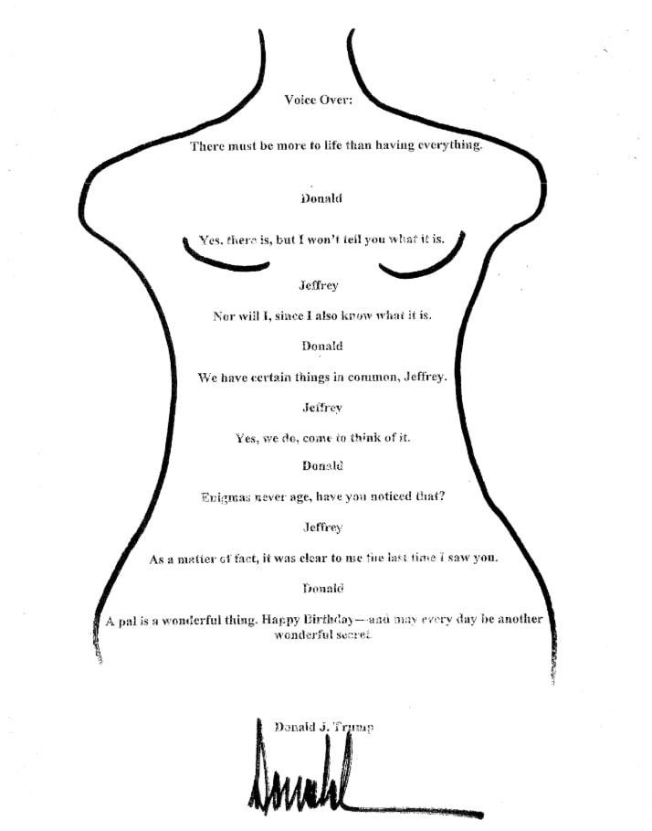 본문 이미지 - 미국 하원 감독위원회는 8일(현지시간) 엡스타인 측으로부터 제출받은 트럼프 대통령의 서명이 담긴 편지를 공개했다. <하원 감독위원회 소셜미디어 엑스>