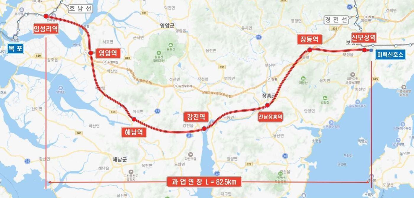 목포보성선 노선도.&#40;한국교통안전공단 제공&#41;