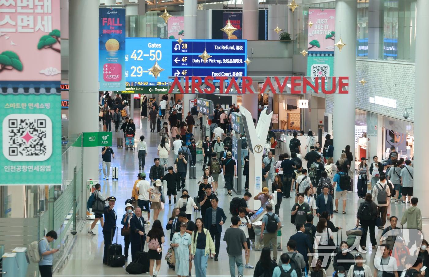  인천국제공항 제1여객터미널 면세점의 모습. 2025.9.9/뉴스1 ⓒ News1 권현진 기자