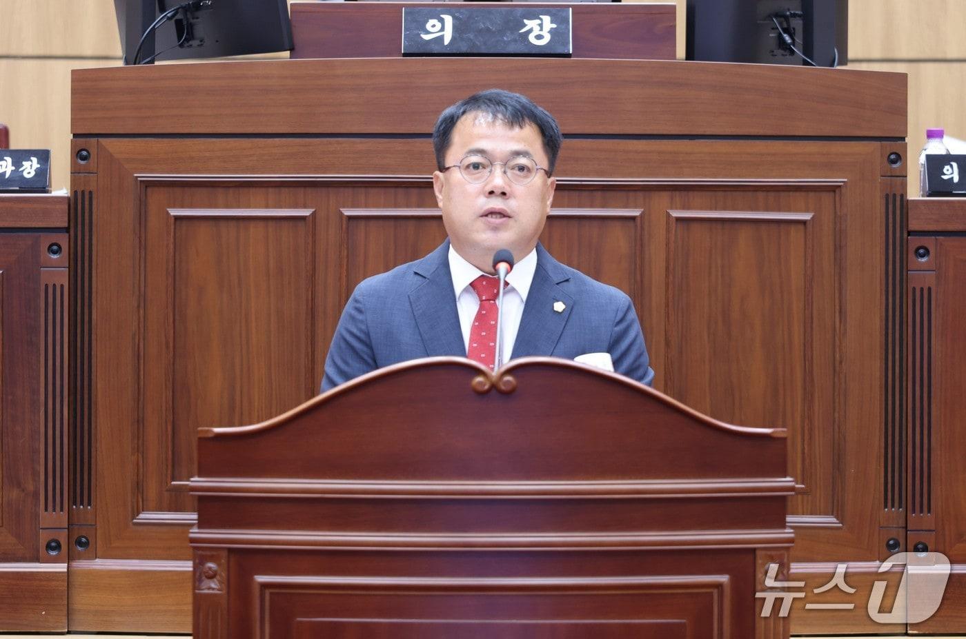 9일 보은군의회 성제홍 의원이 5분 자유발언을 하고 있다. (보은군의회 제공, 재판매 및 DB금지) /뉴스1 