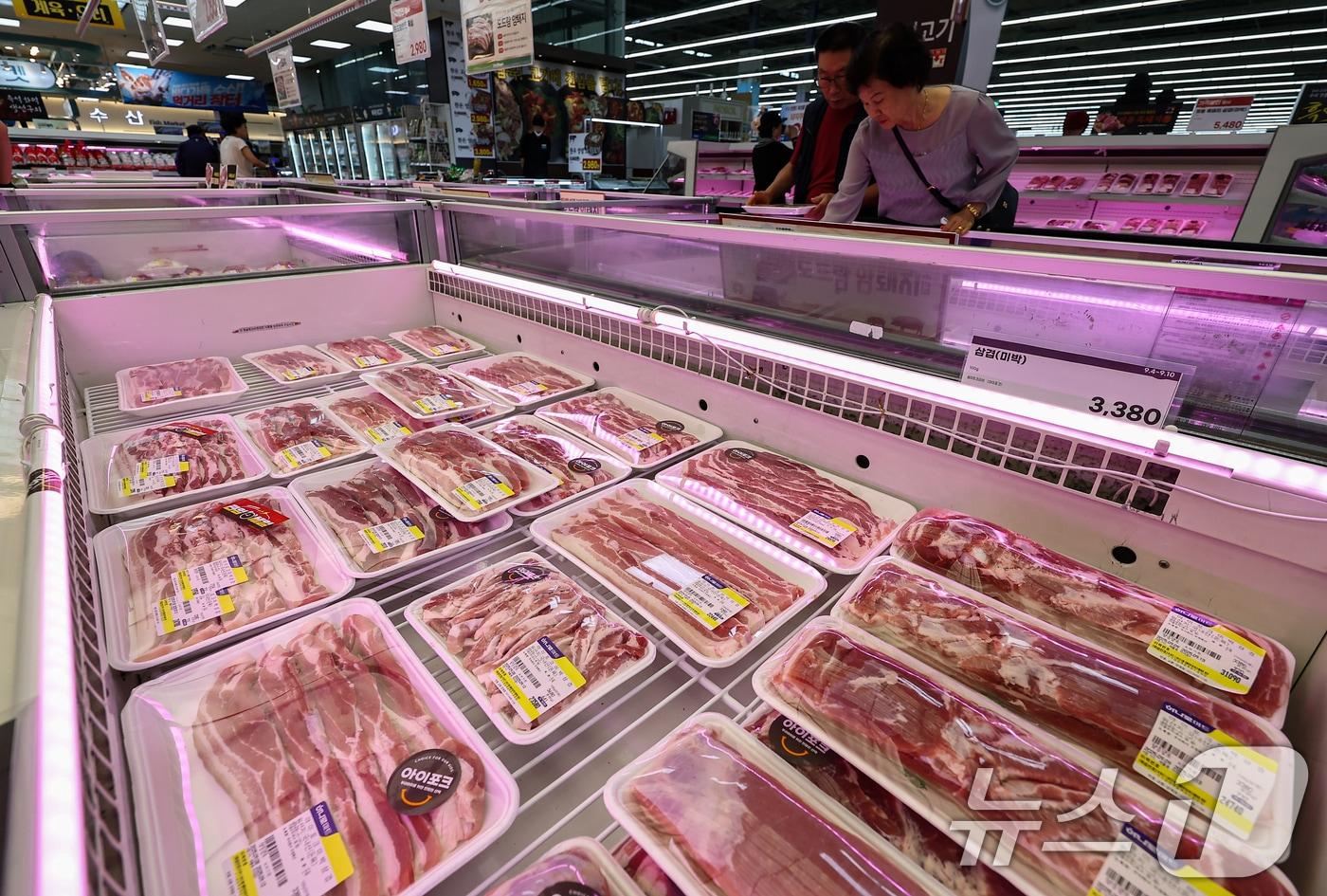 9일 서울 시내 대형마트에 진열된 돼지고기. 2025.9.9/뉴스1 ⓒ News1 김도우 기자