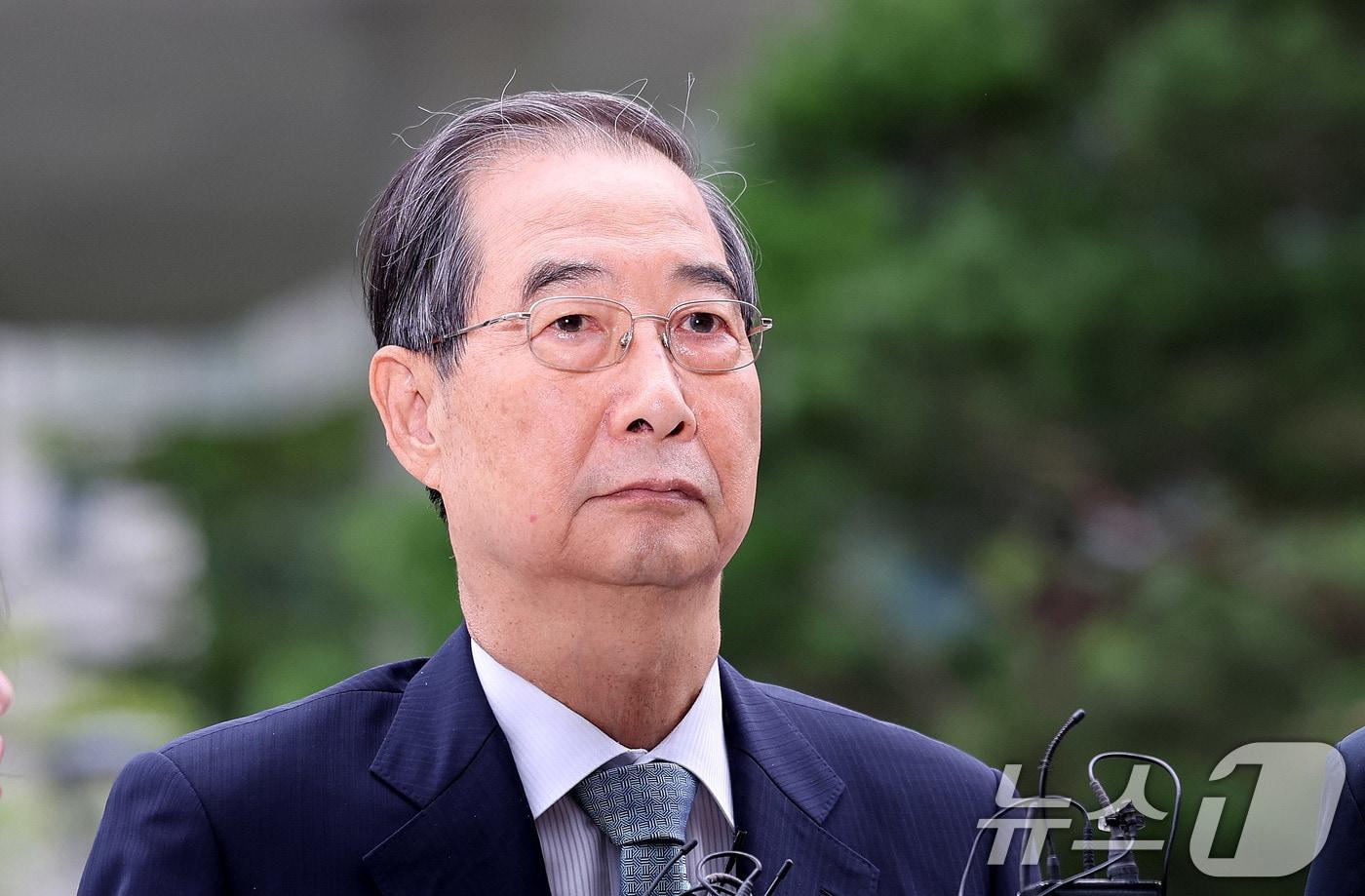 한덕수 전 총리가 9일 서울 종로구 광화문에 마련된 김건희 특검팀 사무실에 조사를 받기 위해 출석하고 있다. 2025.9.9/뉴스1 ⓒ News1 박지혜 기자