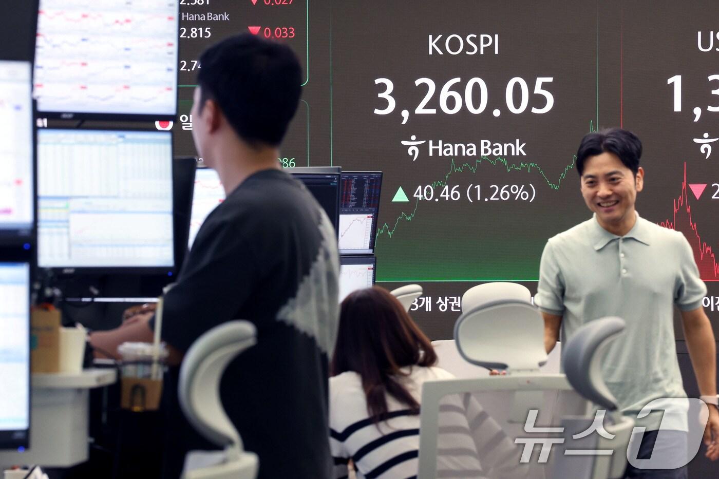 9일 서울 중구 하나은행 본점 딜링룸. ⓒ News1 이광호 기자