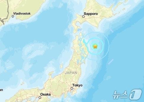 본문 이미지 - 일본 동부 이와테현 앞바다에서 규모 6.0 지진이 발생했다. (미 지질조사국 제공)