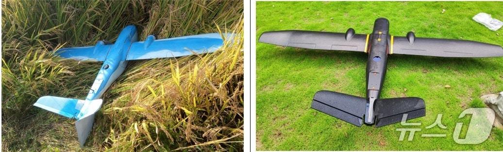 본문 이미지 -  북한이 남측의 무인기 침투 증거라며 공개한 무인기 사진(왼쪽)과 중국 스카이워커 테크놀로지의 '스카이워커 타이탄 2160'.(홍민 통일연구원 선임연구위원 제공).