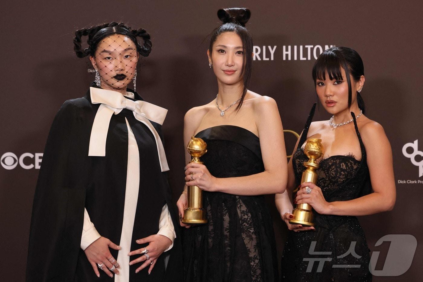 가상 걸그룹 헌트릭스의 노래를 부른 오드리 누나, 이재, 레이 아미(왼쪽부터) ⓒ AFP=뉴스1